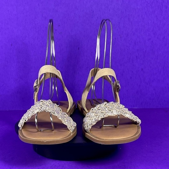 Steve Madden Girls Jnoahh Rhinestone Strappy Sandals Sparkle Open Toe Brown 4 - Picture 2 of 8